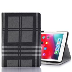 JVY Plaid Texture Horizontal Flip PU læderetui til iPad Pro 11 tommer (2018), med holder - kort slots &wallet (grå)