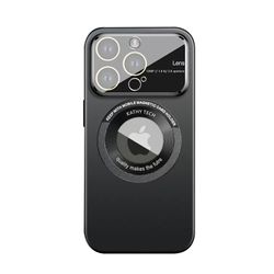 unbrand Magnetisk etui til Iphone 15 Pro Max Case Logo View, vinduesglas linse kamerabeskytter, kompatibel med Magsafe kvinder mænd sort