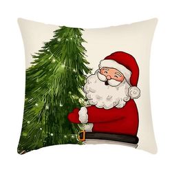 Merry Christmas Pillow Cover 45x45cm Kast putevar Vinter julepynt For Home Tree Deer Sofa Pute Cover 31