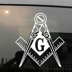 Bricks Masons Frimurerisk firkant og kompas g decal mærkat vinyl i farver og Størrelser 30cm high