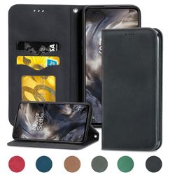 Gangxun Sag For Oneplus Nord Magnetisk Lukning Læder Tegnebog Cover Housse Etui Shockproof - Sort