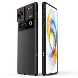 ZTE nubia Z70 Ultra puskurikotelo metallirunkoinen puhelimen kansi kameran linssisuojalla - musta punainen Monivärinen Black Red