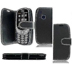 Nokia Nokia 3310 kotelo ohut nahkainen lompakko magneettinen käännettävä jalusta puhelimen kansi (musta) kirjalompakko Boris