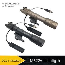 Taktisk Light M622v Weaponlight Constant &Strobe Scout Lommelygte med Adm Mount Quick Release Base Rifle Jagt Sort