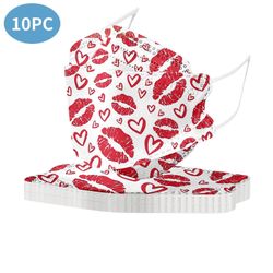 10stk Engangs voksne maske Valentinsdag Pink Heart Sweet Pri sort