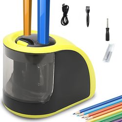 Jjgiv Blyantspidser - Elektrisk blyantspidser med usb eller batteridrevet - 2 huller (6-8mm & 9-12mm)- Perfekt gave til Kidsstudent, Kunstner, Prof...
