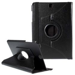 Samsung Galaxy Tab A 9.7 T550 T555 litsi-nahkakansi pyörivällä jalustalla Monivärinen Black