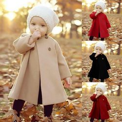 Eocici Baby Toddler Piger Collarless Trench Coat Poncho Cloak Button Jakke Outwear Beige 2-3 Years