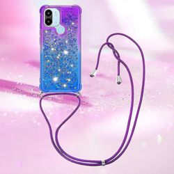 Kompatibel med Xiaomi Redmi A1 Plus etui Glitter Bling Sparkle Soft Tpu kofanger beskyttelsesdæksel med lanyard Lilla blå