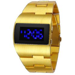 Mote Led Digital Watch Menn Nilitary Sport klokker Black rustfritt stål Big Wrist Multifunction Elektroniske armbåndsur Menn gold blue