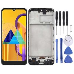 TFT LCD-näyttö Samsung Galaxy M30s Digitizer Full Assembly kehyksellä (musta)