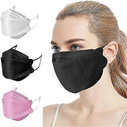 50/100pcs Flerfarvet voksen ansigtsmaske 4-lags 3d form ansigtsbeskyttelse dækker med elastisk Earloop lilla