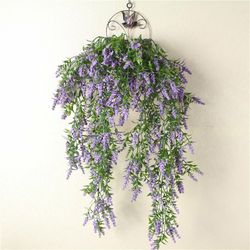 Witdreamer 2stk kunstig vedbendblomst hængende plantevinstokke til bryllupsvæg Festværelse Hjemmekøkken Lilla
