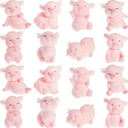 Tinor 16 kpl söpöjä vaaleanpunaisia possuleluhahmoja miniatyyri sikakakkupäälliset