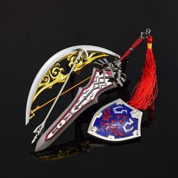 Redkid Hyrule-fantasia-asekokoelma Zelda-mallin lelut asettavat pelin reuna-alueet Valtakunnan kyyneleet Link Samurai Sword Display -lelut 3kpl lin...