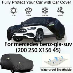 Täysi auton kansi Mercedes Benz-GLA:lle (200 250) suojaava lumenkestävä aurinkosuoja vedenpitävä ja pölytiivis autotarvikkeet musta
