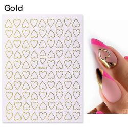 Love Nail Art Sticker Rødt guld og sølv laser kærlighed søm kunst decal 3d klæbende søm kunst tilbehør figur-4