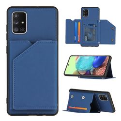 Gangxun Sag Til Samsung Galaxy A71 4g Vintage Cuir Cover Læderetui Kofanger - Bleu
