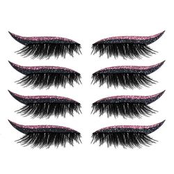 8 par Eyeliner falske vipper Sticker Glitter øjenskygge Makeup Tool Pink 8Pairs