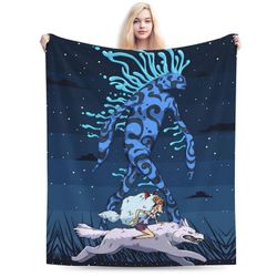 Prinsessa Mononoke 50" x40" Flanellihuopa heittää huopa pehmeä lämmin aikuiset ja lapset vuodesohvalle koko kauden-KDE44463 76x102cm 40x30in