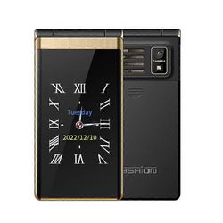 Rainbuvvy M1+ Global Version 4G LED-valonäyttö Dual Screen Flip Phone Dual SIM Phone Big Keyboard Big Sound ominaisuus Puhelin harmaa Kultaa