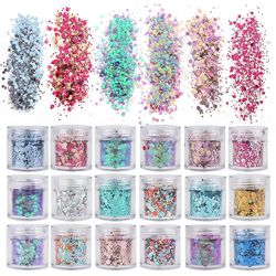 Grape Pp 18 Kasser Body Glitter, chunky Glitters Pailletter, søm iriserende flager