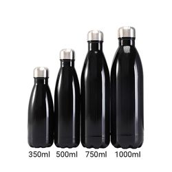 Sports Termokande rustfrit stål vakuum vandflaske Sort 1000ml