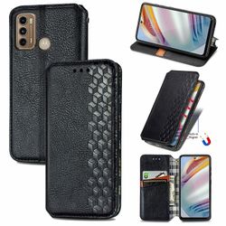 Kompatibel med Motorola Moto G60 Flip Case Etui Vintage Wallet Flip Cover med magnetisk lukning Coque - Blå sort