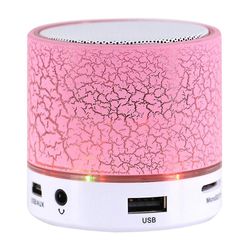 A9 Mini Glare Crack Bluetooth høyttaler med LED lys rosa