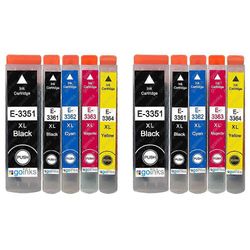 Go Inks 2 5 mustekasettia Epson T3357 (33XL Series) -yhteensopivan/muun kuin OEM-laitevalmistajan tilalle Go Inksistä (10 mustetta) Musta/Valokuva ...