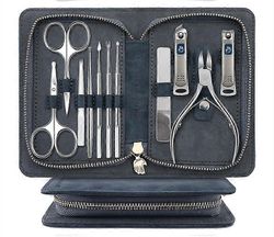 Eksklusiivinen 11-osainen manikyyri /pedikyyri/kynsi hoitosetti/pussi, korkealaatuinen valmistettu Kiinassa, Musta