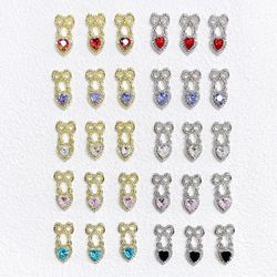 Nail Art Tilbehør Alloy Ny Bow Love Vedhæng Diamond Nail Art Tilbehør Alloy Luksus Style Wearable Nail Material Pack 20stk