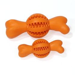 Hund Legetøj Naturlige gummitænder Rengøring Kindtænder Ball kan være fyldte Snacks Orange lille