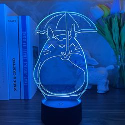 Wekity Naapurini Totoro Anime 3d Illusion Yölamppu Kotihuone Sisustus Akryyli Led Led Light Xmas Lahjalamput -16 Väri Kaukosäätimellä