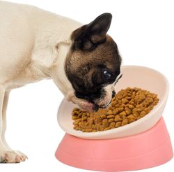 Ubiuo Ranskalainen Bulldog Food Bowl, vino kallistettu mopseli ruoka vesikulho liukumaton lemmikkieläinten syöttölaite Frenchielle, Shih Tzu, Litte...