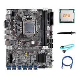 B75 eth gruvedrift hovedkort 12 pcie til usb lga1155 hovedkort + tilfeldig cpu + sata kabel + rj45 nettverk ca