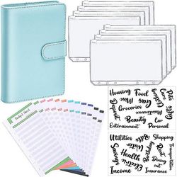 A6 Binder Budget Planner Notebook Dækker Mappe Størrelse 6 hul lommer Plast Lynlås Penge Saving Envelope Blå
