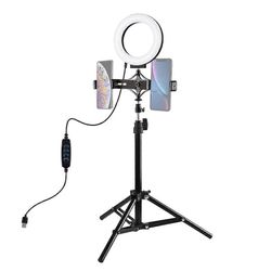 Puluz 70 cm: n jalustateline + kaksoispuhelinteline + 6,2 tuuman rengasvalo