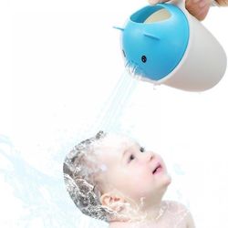 Qian Baby Bath Rinse Cup, Tear-fri Vandfald Rinser, Blå