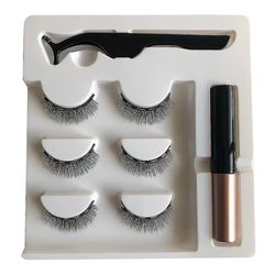 3 Par magnetisk flydende eyeliner falske øjenvipper Sæt