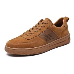 Ruili British Style Sports Casual Sko Mænds Board Sko Læder Åndbar Flat-heel Mænds Sko Efterår Wild Tide Shoes Mænds Single Shoes sort/brun 44