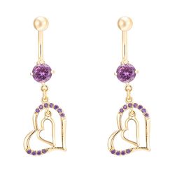 Ruili Diamante Dobbelt Kærlighed Heart Navle Ring Spænde Nail forgyldt lilla zircon