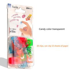 Ceyue Farverige papirklip Kreativ bogmærke Cute Buede Pins Brevpapir Lille Mappe Sub-studerende Multifunktion Slik farve gennemsigtig 20pcs