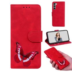 Etui til Motorola Moto G200 5g Butterfly Cover Premium Læder Magnetisk- Pink Rød