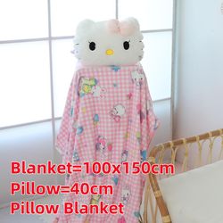 Scvvd Sanrio Hello Kitty plysj leketøy myk kosete pute komfortabel ryggpute sofa dekorativ puteklem Pute teppe As Picture