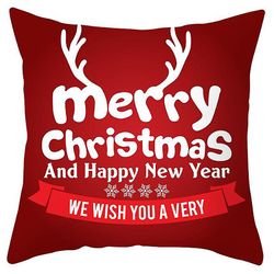 Varychmoo Glædelig jul Røde puder Cover Xmas Pudebetræk Home Decors E Jul Godt nytår
