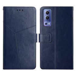 Vivo Y72 5G Y Stitching vaakasuora läppänahkainen puhelinkotelo Sininen