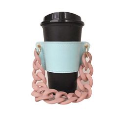 Yunshu Kaffekop Tote Drink Carrier Genanvendelig drikkevareholder med håndtagskæde blåpink