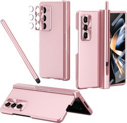 Lisade Z Fold 5 Fodral Med Penna, Gångjärnsskydd Stötsäkert Fodral För Samsung Galaxy Z Fold 5 Med S Pen Hållare & Skärmskydd Rosa