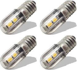 E10 LED-pære 220v 230v AC Energibesparende LED-indikatorlampe 8 mm skruebase 3030 4SMD LED-brikkesett oppgraderingslyspære, varm hvit (4-pakning)